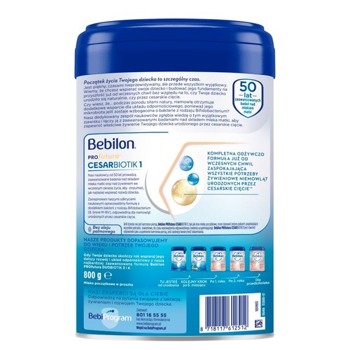 Mleko początkowe Cesar Biotik 1 Bebilon 800 g
