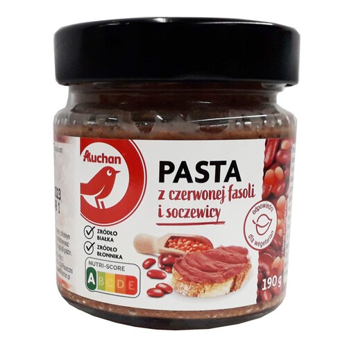 Pasta z czerwonej fasoli i soczewicy Auchan 190 g