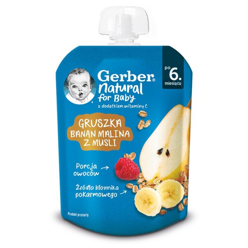 Mus gruszka banan malina z musli po 6 miesiącu Gerber 80 g