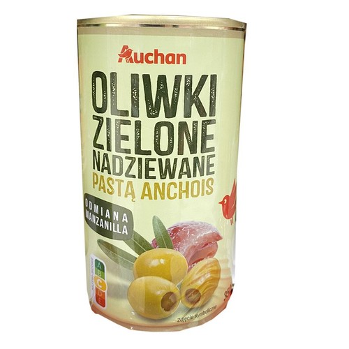 Oliwki zielone nadziewane pastą anchois Auchan 350 g