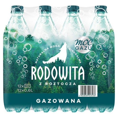 Naturalna woda mineralna gazowana  Rodowita z Roztocza 12 x 0,6 l