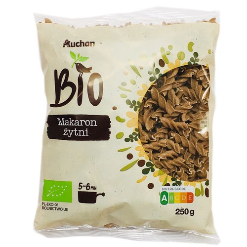 BIO Makaron ekologiczny żytni świderki Auchan 250 g