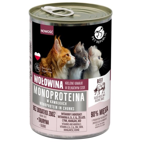 Karma mokra dla kotów monoproteinowa z wołowiną Pet Republic 400 g