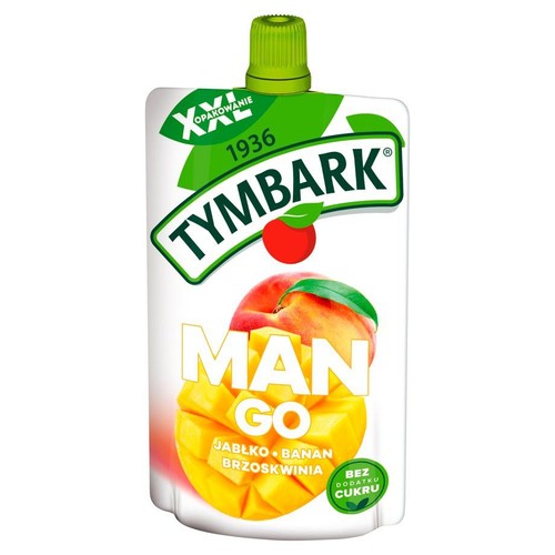 Mus 100 % z owoców o smaku Mango Jabłko Banan Brzoskwinia bez cukru Tymbark 200 g