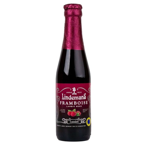 Piwo belgijskie smakowe Framboise Lambic Beer o smaku malinowym alk. 2.5% obj. Lindemans 250 ml