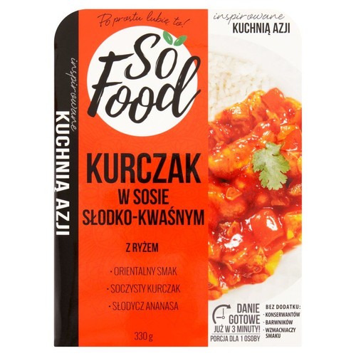 Kurczak w sosie słodko-kwaśnym z ryżem So Food 330 g
