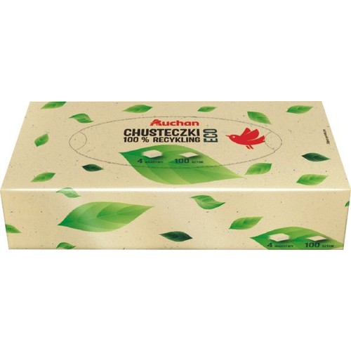 Chusteczki kosmetyczne Eco 4 warstwowe   Auchan 100 sztuk
