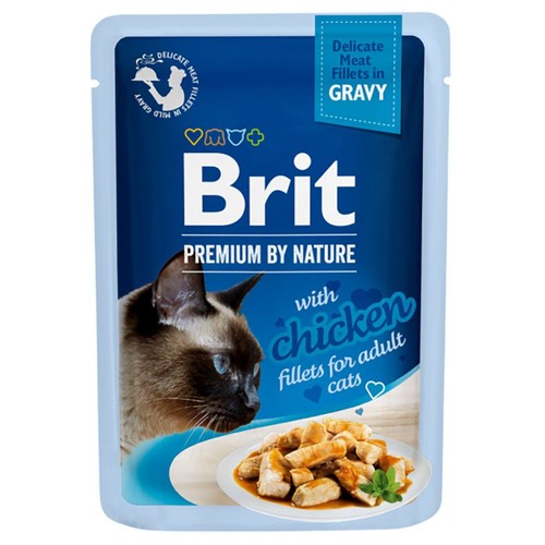 Karma mokra dla kotów z filetami z kurczaka w sosie Brit 85 g