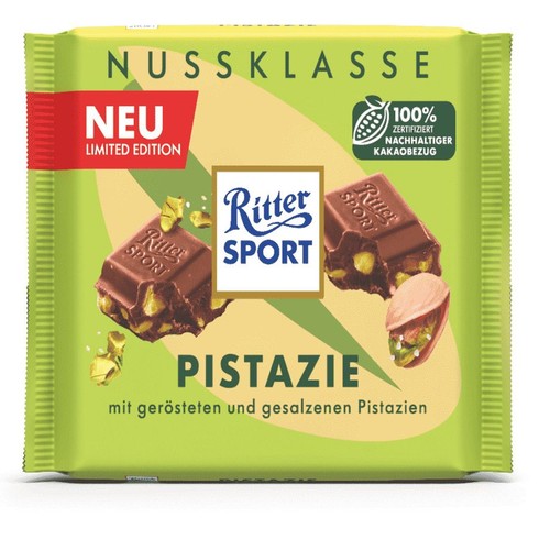 Czekolada mleczna z kawałkami prażonych i solonych pistacji  Ritter Sport 100 g