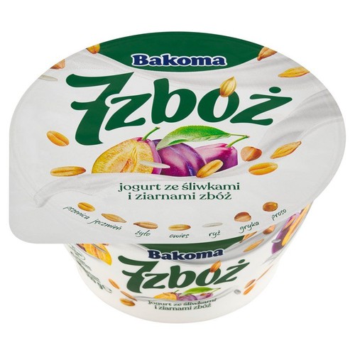 Jogurt 7 zbóż ze śliwkami Bakoma 140 g