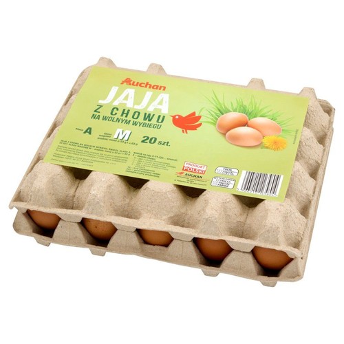 Jaja z chowu na wolnym wybiegu M Auchan 20 sztuk