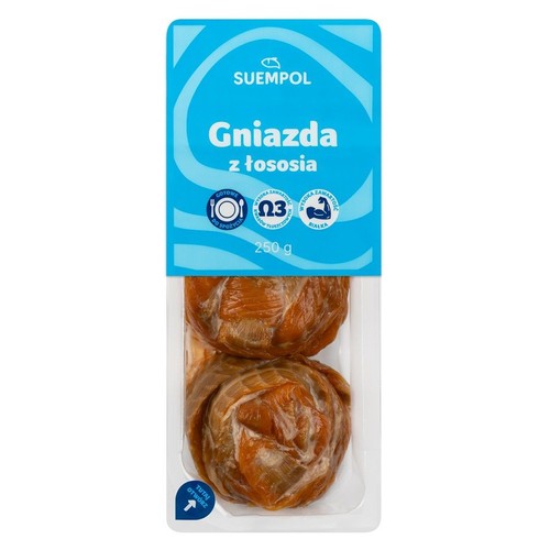 Gniazda z łososia norweskiego wędzone na gorąco Suempol 250 g