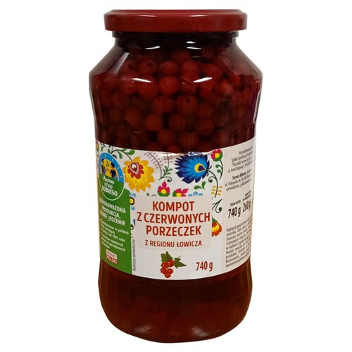 Kompot z czerwonych porzeczek z regionu Łowicza Pewni Dobrego 740 g