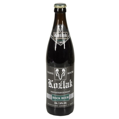 Piwo ciemne mocne niepasteryzowane Bock Beer alk. 7,8% obj. Kożlak 500 ml