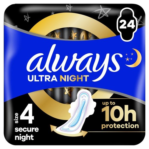 Opakowanie podpasek Always Ultra Night, rozmiar 4, 24 sztuki.