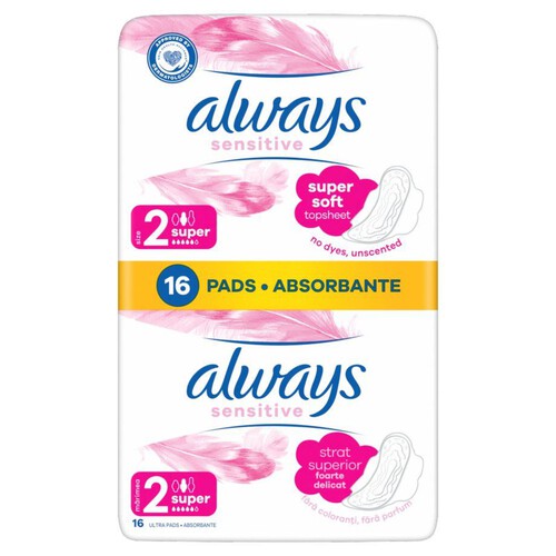 Ultra Sensitive Super Plus Podpaski ze skrzydełkami 2 Always 16 sztuk