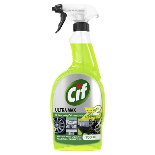 Cif Ultra Max, uniwersalny odtłuszczacz w butelce z atomizerem, 750 ml. Do usuwania tłustych zabrudzeń.