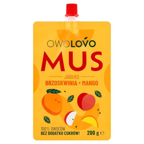 Mus owocowy o smaku jabłko brzoskwinia mango Owolovo 200 g