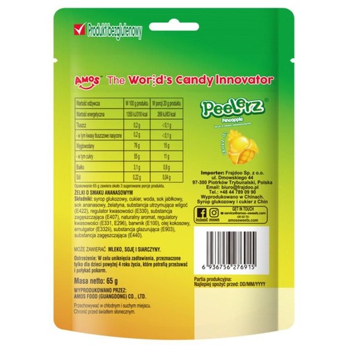 Żelki Peelerz o smaku ananasowym Amos 65 g
