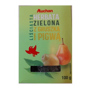 Herbata zielona z gruszką i pigwą liściasta, aromatyzowana Auchan 100 g