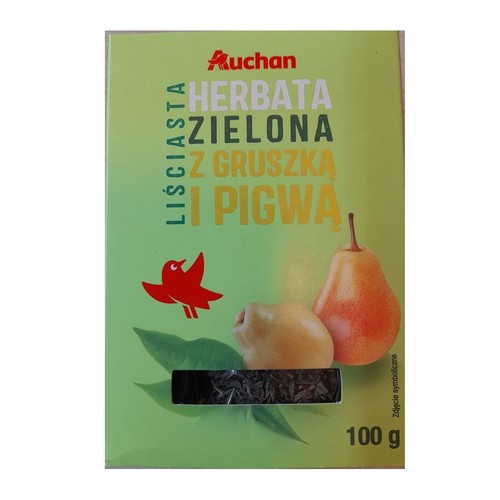 Herbata zielona z gruszką i pigwą liściasta, aromatyzowana Auchan 100 g