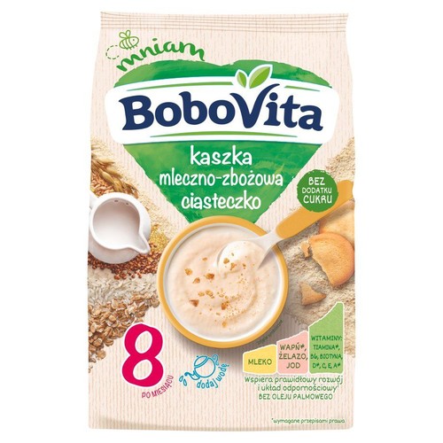 Kaszka mleczno-zbożowa ciasteczko po 8 miesiącu Bobovita 210 g