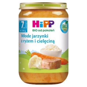 BIO Młode jarzynki z ryżem i cielęciną po 7. miesiącu HiPP 220 g