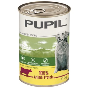Karma mokra bezzbożowa dla dorosłych psów bogata w wołowinę w galarecie Pupil 415 g