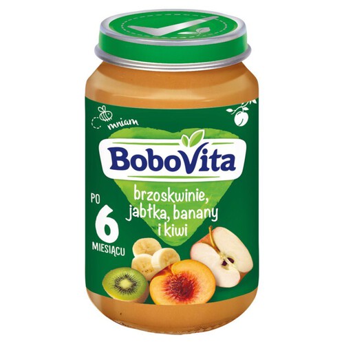 Przecier dla niemowląt: Brzoskwinie, jabłka, banany i kiwi BoboVita 190 g