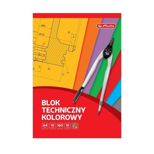 Blok techniczny kolorowy A4 10 kartek Herlitz 1 sztuka