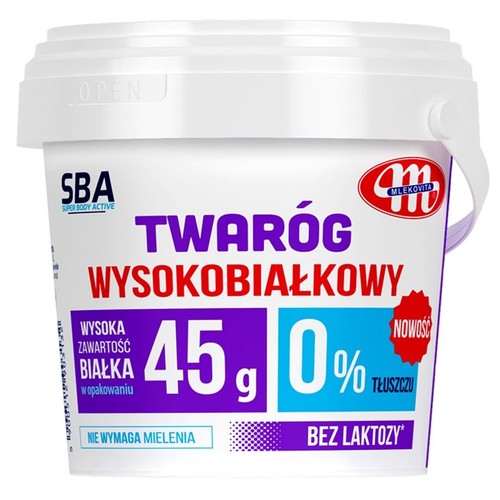 Twaróg wysokobiałkowy 0% tłuszczu, bez laktozy Mlekovita 500 g