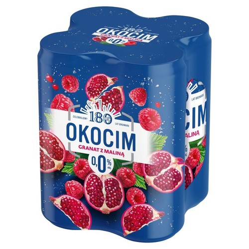 Piwo bezalkoholowe smakowe Radler Granata z Maliną alk. do 0,5% obj. Okocim 4 x 500 ml