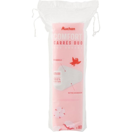 Podwójne płatki do demakijażu Comfort Auchan 80 sztuk
