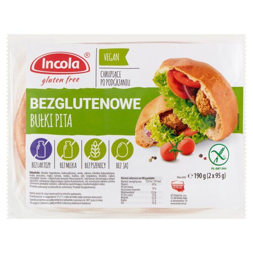 Bezglutenowe bułki pita 2 szt Incola 190 g