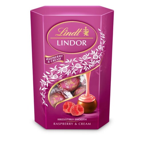 Lindor praliny mleczne z nadzienim malinowym Lindt 200 g