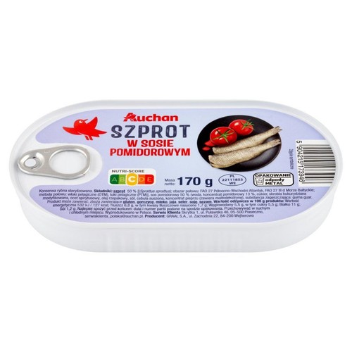 Szprot w sosie pomidorowym Auchan 170 g