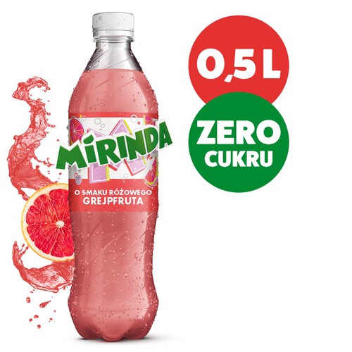 Napój gazowany o smaku różowego grejpfruta   Mirinda Zero Cukru  500 ml