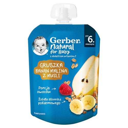 Mus gruszka banan malina z musli po 6 miesiącu Gerber 80 g