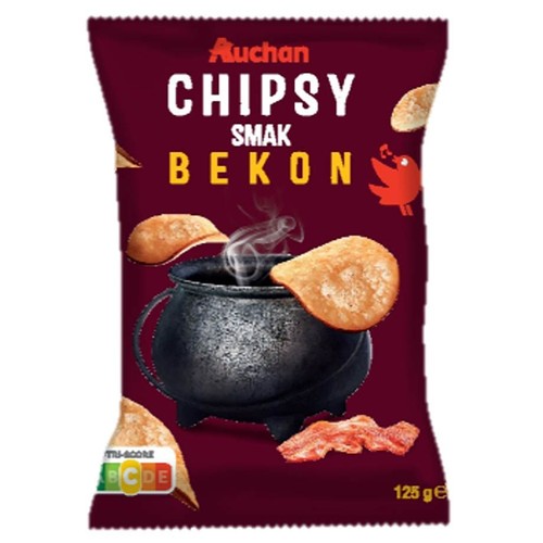 Chipsy o smaku bekonu Auchan 125 g
