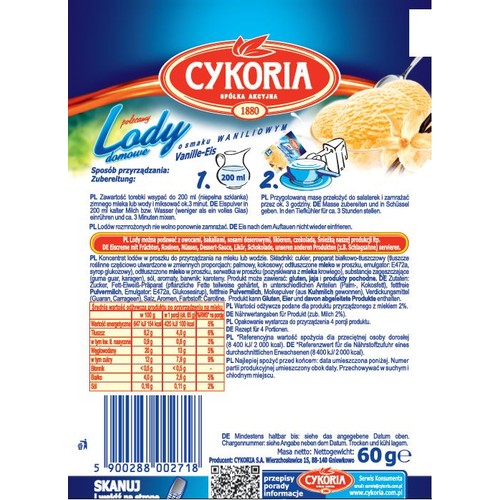 Lody domowe o smaku waniliowym Cykoria 60 g