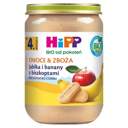 BIO Jabłka i banany z biszkoptami po 4. miesiącu HiPP 190 g