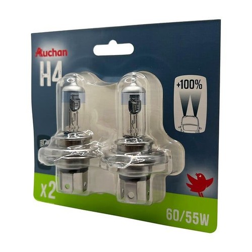 Zestaw żarówek samochodowych 2szt H4 +100% 60/55W Auchan 1 sztuka