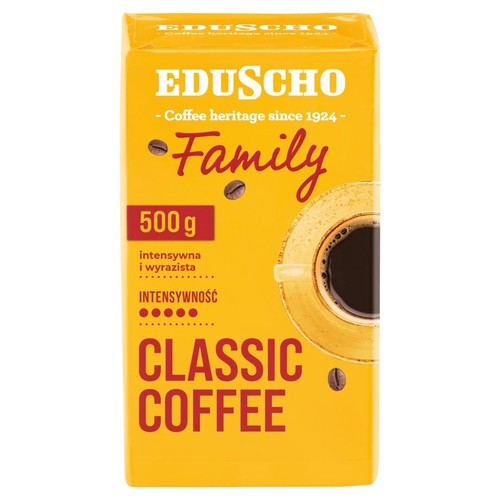 Opakowanie kawy Eduscho Classic Coffee Family, 500 g. Kawa intensywna i wyrazista, o najwyższej intensywności.