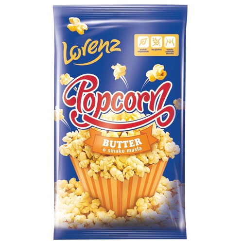 Popcorn do przyrządzania w kuchence mikrofalowej o smaku masła Lorenz 90 g