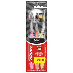 Szczoteczka do zębów Zig Zag Charcoal 3 pack średnia Colgate 3 sztuki