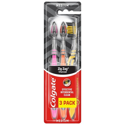 Szczoteczka do zębów Zig Zag Charcoal 3 pack średnia Colgate 3 sztuki