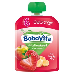 Jabłka i truskawki z bananem po 6. miesiącu BoboVita 80 g