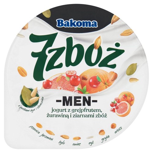 Men 7 zbóż jogurt z grepfrutem. żurawiną i ziarnami Bakoma 300 g