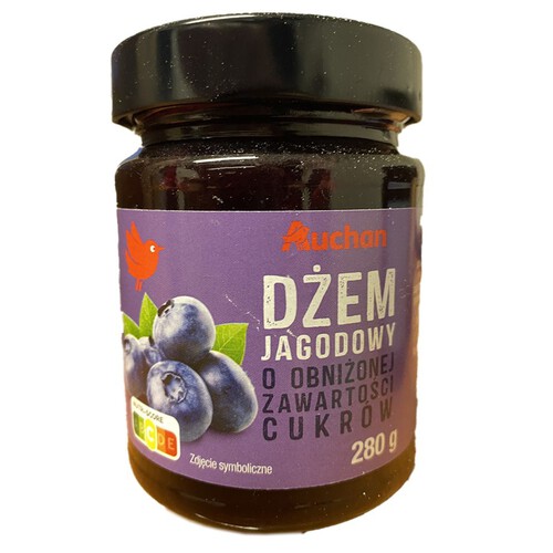 Dżem jagodowy o obniżonej zawartości cukrów Auchan 280 g