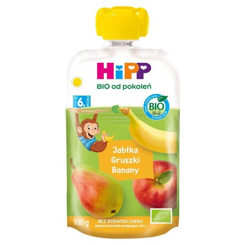 BIO Mus owocowy 100% jabłko banan gruszka HiPP 100 g
